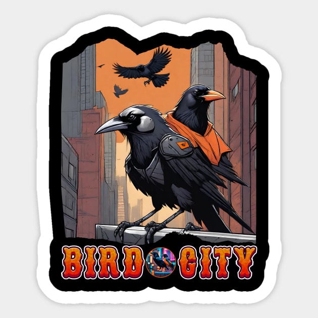BIRD CITY BALTIMORE RAVEN AND ORIOLES OVER VIEW THE TOWN DESIGN Sticker by The C.O.B. Store